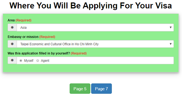 Form Where You Will Be Applying For Your Visa 