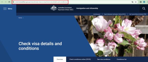 Kiểm tra kết quả visa Úc tại trang web của Bộ Nội vụ Úc