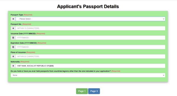 Applicant’s Passport Details (Thông tin chi tiết về hộ chiếu)