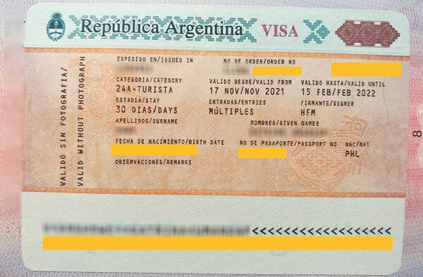 Các loại visa nhập cảnh Argentina