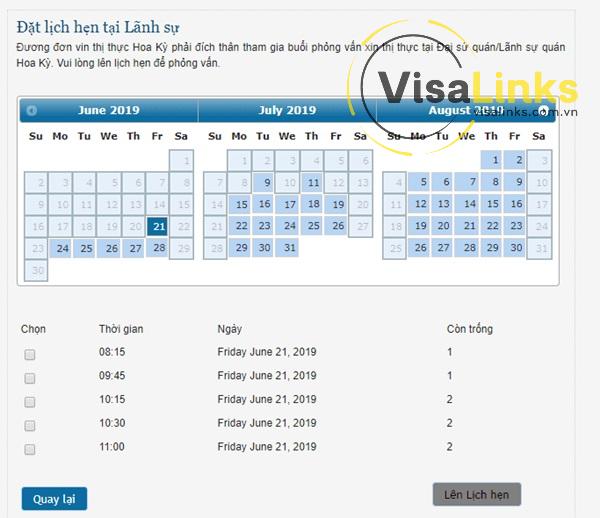 Lựa chọn lịch hẹn phỏng vấn visa Mỹ phù hợp