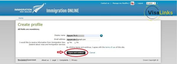 Tạo hồ sơ xin visa New Zealand online