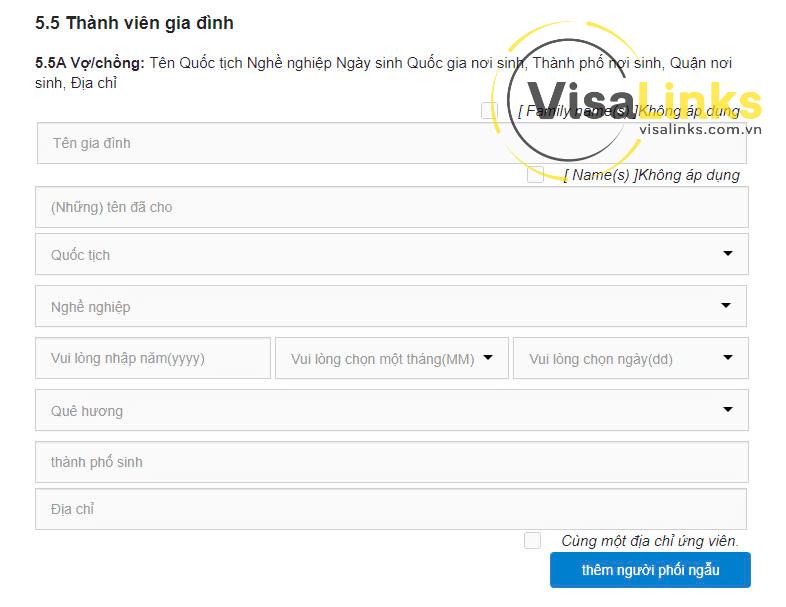 Cung cấp thông tin về người thân trong gia đình