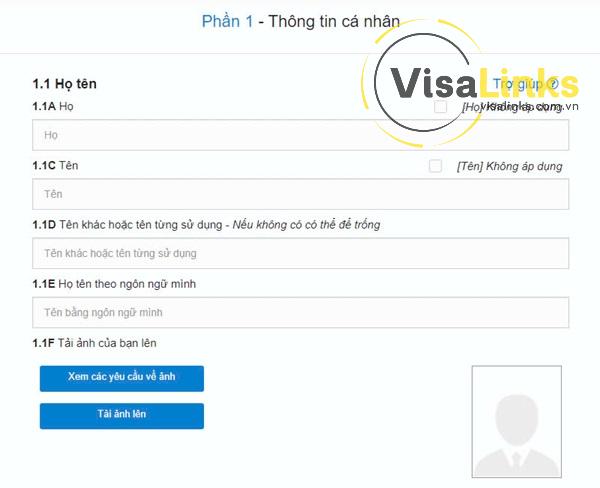 Điền họ tên và tải ảnh lên trang web