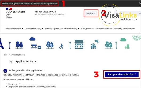 Truy cập vào website để tiến hành khai đơn xin visa