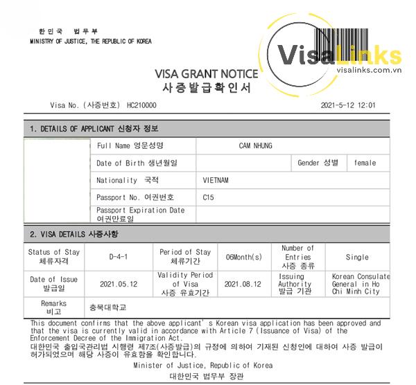 Các loại visa du học Hàn Quốc