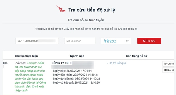 Các tra cứu kết quả xét duyệt mẫu NA2 online
